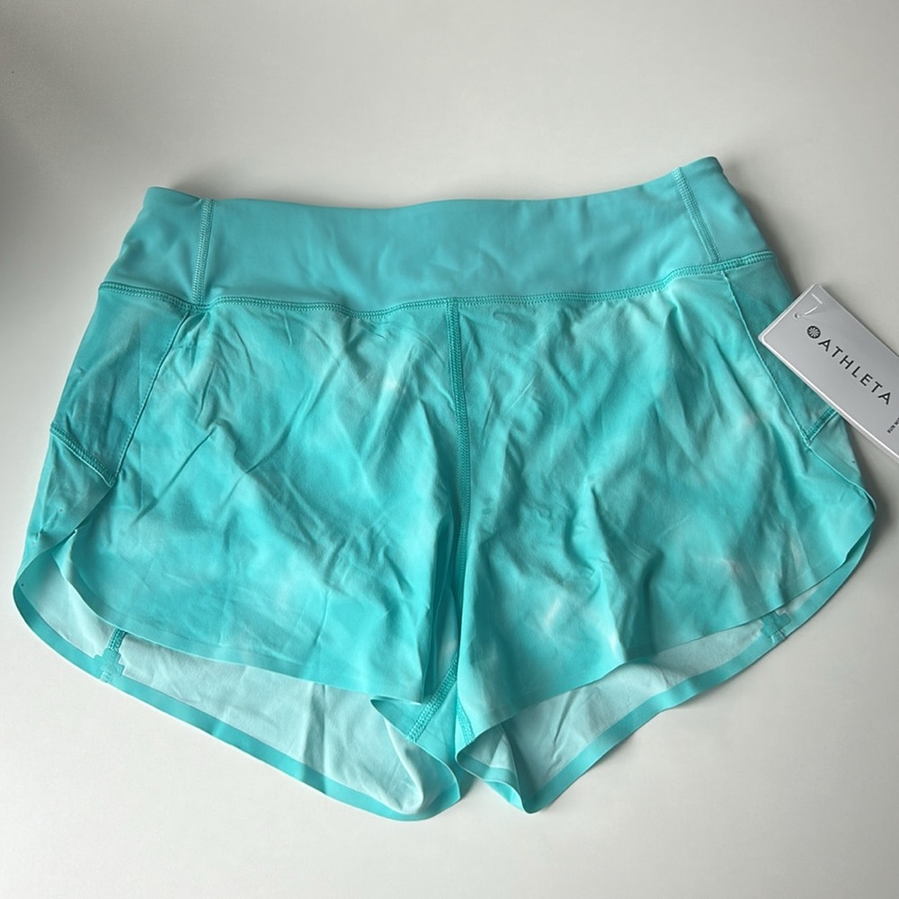 Athleta Run With It Short 3.5" Aqua Tie Dye